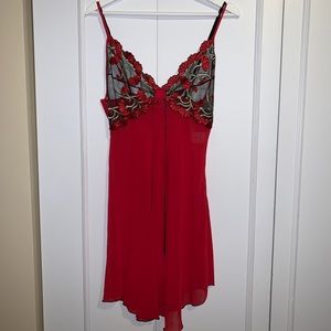 Sexy red lingerie with a matching robe. $10 each.